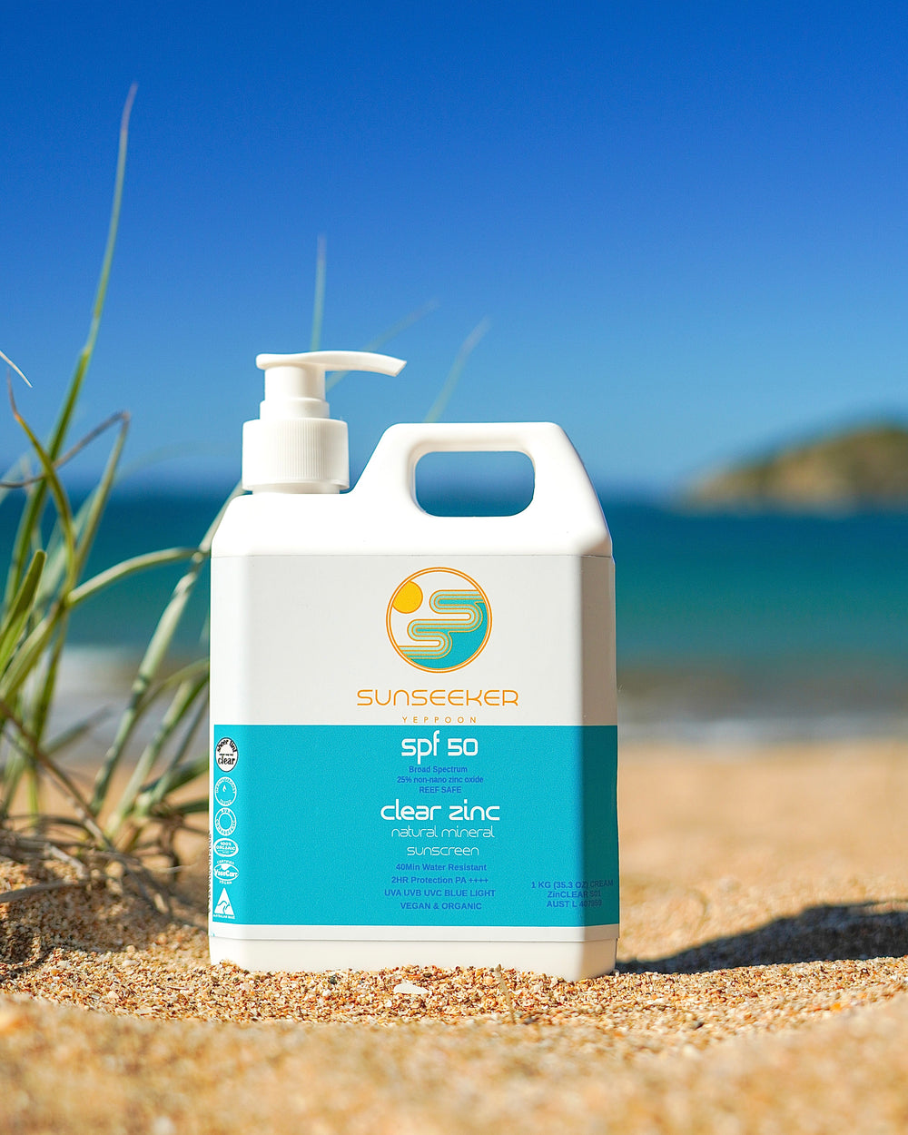 1Kg Pump Natural Sunscreen SPF 50 Reef-Safe - Big Adventure Pack (Family Size)